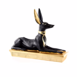 Decorative Gold and Black Egyptian Anubis Jackal Figurine - Additional view 2