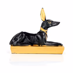 Gold and Black Egyptian Anubis Jackal Figurine