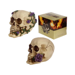 Gothic Skull Decoration with Purple Roses
