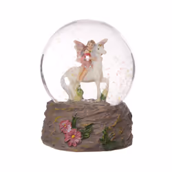 Cute Flower Fairy Riding Unicorn Waterball Snow Globe