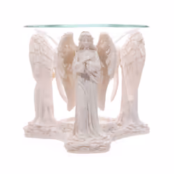 White Praying Angel Figurine Oil Burner with Glass Dish