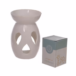 Simple Tear Drop Cut-Out White Ceramic Oil and Wax Burner