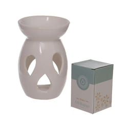 Simple Tear Drop Cut-Out White Ceramic Oil and Wax Burner