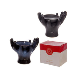 Ceramic Hands Design Dark Glazed Oil Burner