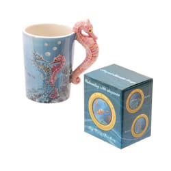 Novelty Sealife Design Seahorse Shaped Handle Ceramic Mug