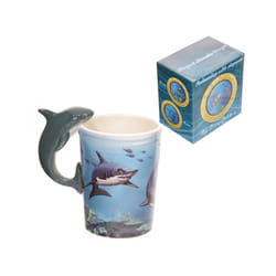 Novelty Sealife Design Shark Shaped Handle Ceramic Mug