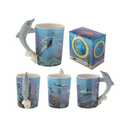 Ceramic Sealife Printed Mug with Dolphin Handle