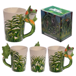 Ceramic Jungle Mug with Tree Frog Handle