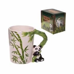 Ceramic Jungle Mug with Panda and Bamboo Handle