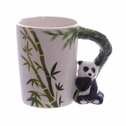 Ceramic Jungle Mug with Panda and Bamboo Handle