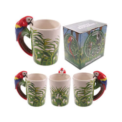 Novelty Ceramic Jungle Mug with Parrot Shaped Handle