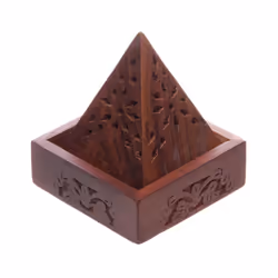 Pyramid Sheesham Wood Incense Cone Box with Fretwork