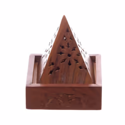 Pyramid Sheesham Wood Incense Cone Box with Fretwork