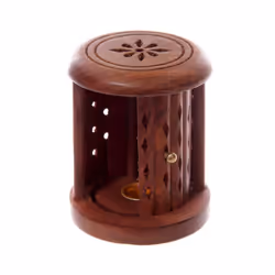 Carved Sheesham Wood Incense Holder with Sliding Door
