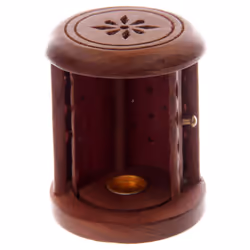 Carved Sheesham Wood Incense Holder with Sliding Door