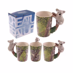Novelty Ceramic Jungle Mug with Koala Shaped Handle