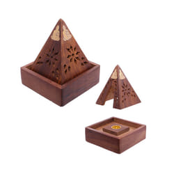 Decorative Sheehsam Wood Incense Cone Pyramid Box