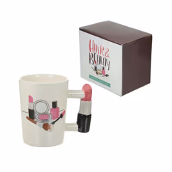Fun Lipstick Shaped Handle Ceramic Mug