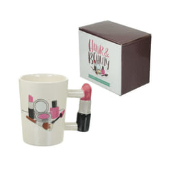 Fun Lipstick Shaped Handle Ceramic Mug