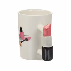 Fun Lipstick Shaped Handle Ceramic Mug