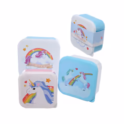 Fun Unicorn Design Set of 3 Plastic Lunch Boxes