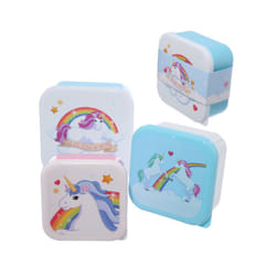Fun Unicorn Design Set of 3 Plastic Lunch Boxes