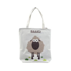 Handy Cotton Zip Up Shopping Bag - Sheep Design