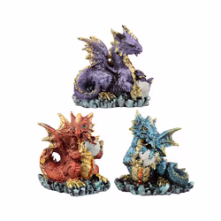 Mother and Hatching Baby Elements Dragon Figurine