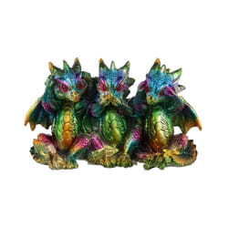 Hear No See No Speak No Metallic Rainbow Dragon Figurine