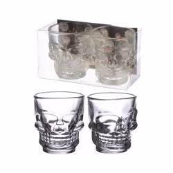 Fun Collectable Glass Shot Glass Set of 2 - Skulls (60ml)