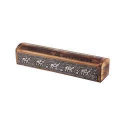 Decorative Elephant Inlay Sliding Lid Wooden Incense Burner Box