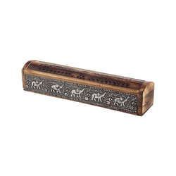 Decorative Elephant Inlay Sliding Lid Wooden Incense Burner Box