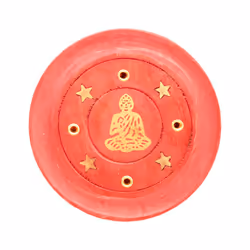 Decorative Round Buddha Wooden Red Incense Burner Ash Catcher