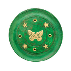 Decorative Butterfly Wooden Green Incense Burner Ash Catcher