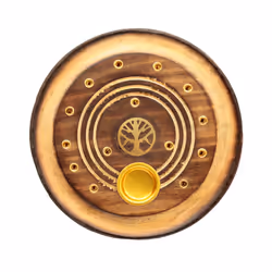 Decorative Round Tree of Life Wooden Incense Burner Ash Catcher