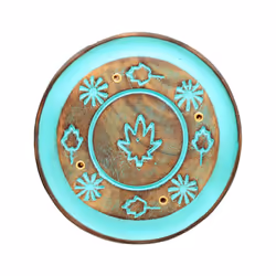 Decorative Round Painted Leaf Wooden Incense Burner Ash Catcher