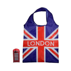 Handy Fold Up London Icons Red Telephone Box Shopping Bag with Holder
