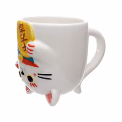 Maneki Neko Lucky Cat Upside Down Ceramic Shaped Mug