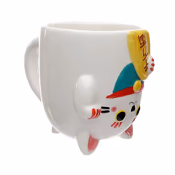 Maneki Neko Lucky Cat Upside Down Ceramic Shaped Mug