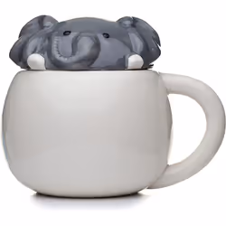 Ceramic Mug with Shaped Lid - Elephant - Sweet Animals