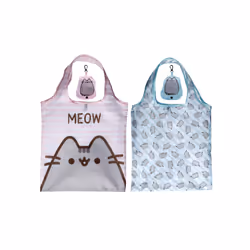 Foldable Reusable Shopping Bag - Pusheen Cat Design - Folding Shopping Bags - Foldable Tote Bag - Foldaway Shopping Bags - Fo ...