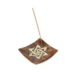 Mango Wood Square Carved Geometric Ashcatcher Incense Sticks Burner