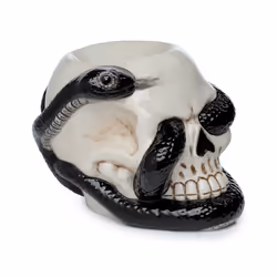 Ceramic Shaped Oil Burner - Coiled Snake and Skull