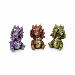 Elements Dragon Figurine Set of 3 - Hear No Speak No See No Evil