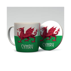 Porcelain Mug & Coaster Set - Wales Welsh Cymru