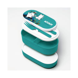 Moomin Stacked Bento Box - Lunch Box for Adults and Kids with Compartments and Fork & Spoon - Snack Box - Food Containers with Lids - Stackable Snack