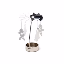 Christmas Gingerbread Men Rotating Carousel Spinning Tea Light Candle Holder