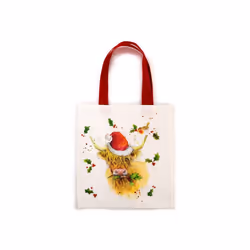 Jan Pashley Christmas Highland Coo Reusable Tote Bag