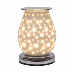 White Satin Stars Wax Melt Touch Control Diffuser Warmer Burner Aroma Light Lamp