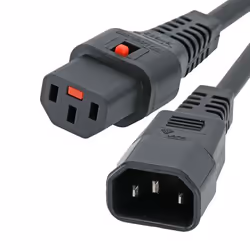 This mains power 'jumper' lead has a Male IEC C14 on one end and features a Locking Female IEC C13 Connector and at ...